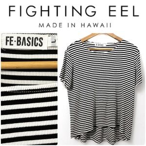 FE BASICS Ava Sky Fighting Eel ✨ Hawaii • Stripe Rib Top • Black White • LARGE